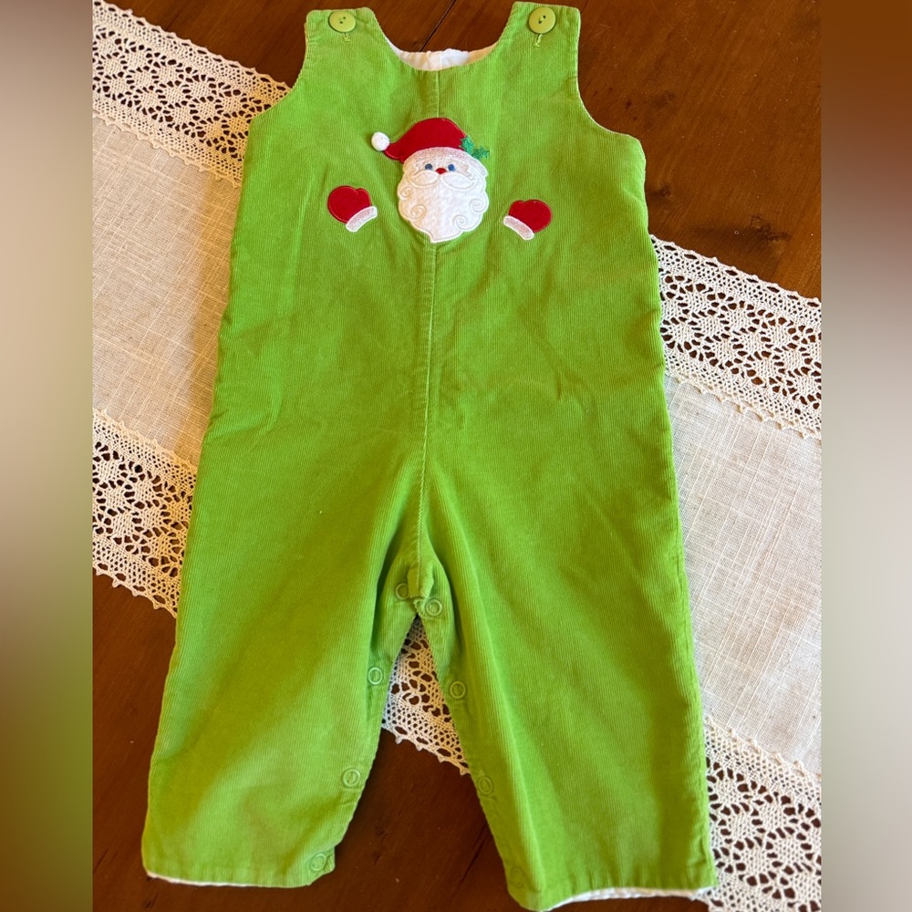 Santa Jon Jon Baby Boy Size 12 Months by Mulberry St. Corduroy Christmas Romper